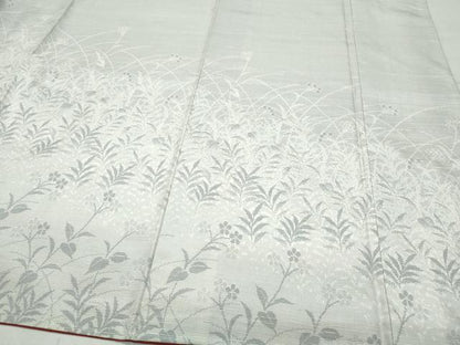 平和屋着物●訪問着 紬地 草花文 正絹 逸品 CAAY2852vf
