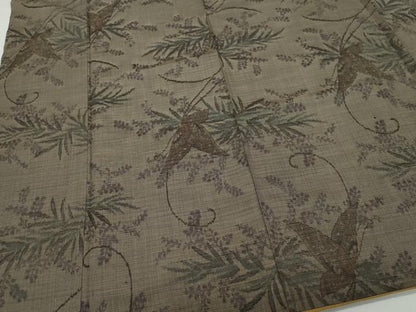 平和屋着物●上質な紬 舞蝶草花文 正絹 逸品 CAAY2854vf