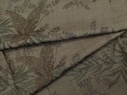 平和屋着物●上質な紬 舞蝶草花文 正絹 逸品 CAAY2854vf