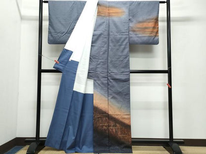 平和屋着物●五月みどりプロデュース 結城紬地 訪問着 草木文 金彩 正絹 逸品 CAAY2856vf