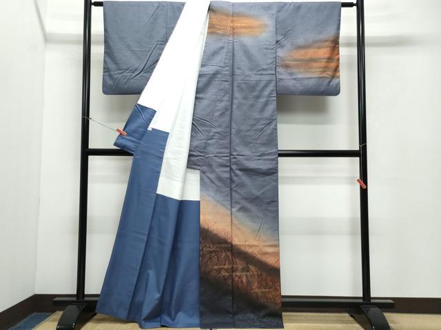 平和屋着物●五月みどりプロデュース 結城紬地 訪問着 草木文 金彩 正絹 逸品 CAAY2856vf