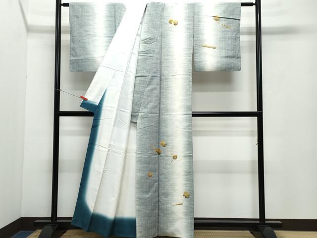 平和屋着物●訪問着　本場真綿絢結城紬　作家物　玩具文　金彩　証紙付き　正絹　逸品　CAAY2857vf