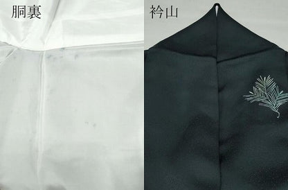 平和屋着物●訪問着 松葉 黒地 銀彩 正絹 逸品 CAAY2865vf