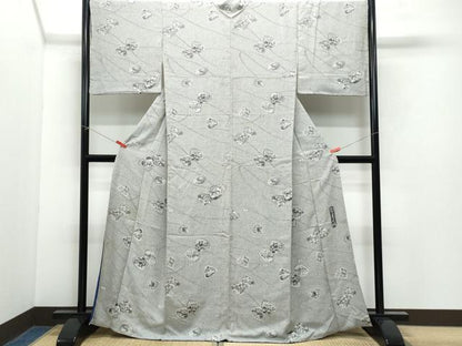 平和屋着物●訪問着 彩天目織 お召地 貝合わせ跳兎花鳥文 正絹 逸品 CAAY2871vf