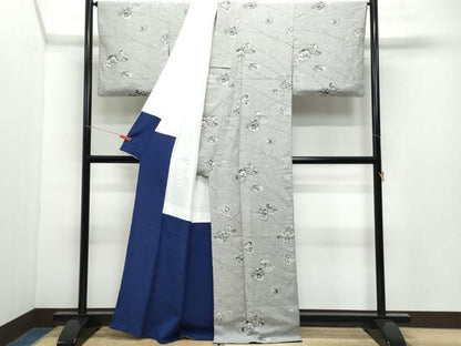 平和屋着物●訪問着 彩天目織 お召地 貝合わせ跳兎花鳥文 正絹 逸品 CAAY2871vf