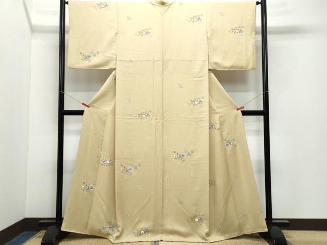 平和屋着物●上質な小紋 草花文 金彩 正絹 逸品 CAAY2892vf