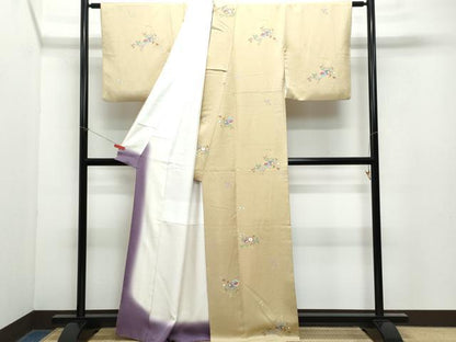 平和屋着物●上質な小紋 草花文 金彩 正絹 逸品 CAAY2892vf