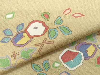 平和屋着物●上質な小紋 草花文 金彩 正絹 逸品 CAAY2892vf
