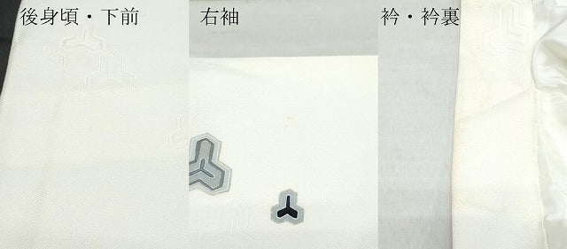 平和屋着物●男性　小紋　地紋起こし　片身替わり　毘沙門亀甲　白色×黒色　金彩　正絹　逸品　CAAY2896vf