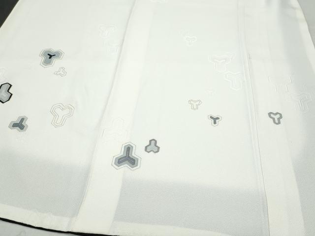 平和屋着物●男性　小紋　地紋起こし　片身替わり　毘沙門亀甲　白色×黒色　金彩　正絹　逸品　CAAY2896vf