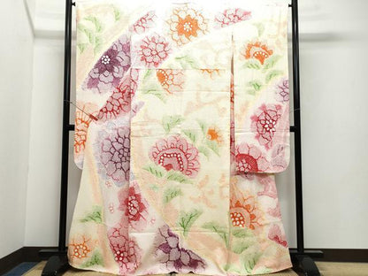 平和屋着物●名門 藤娘きぬたや・総絞り 振袖 舞花文 正絹 逸品 CAAY2899vf