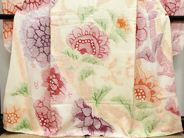 平和屋着物●名門 藤娘きぬたや・総絞り 振袖 舞花文 正絹 逸品 CAAY2899vf