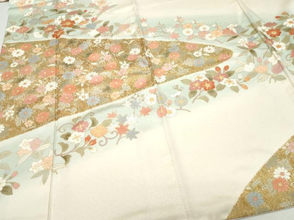 平和屋着物●訪問着 駒刺繍 花唐草文 正絹 逸品 CAAY2921vf