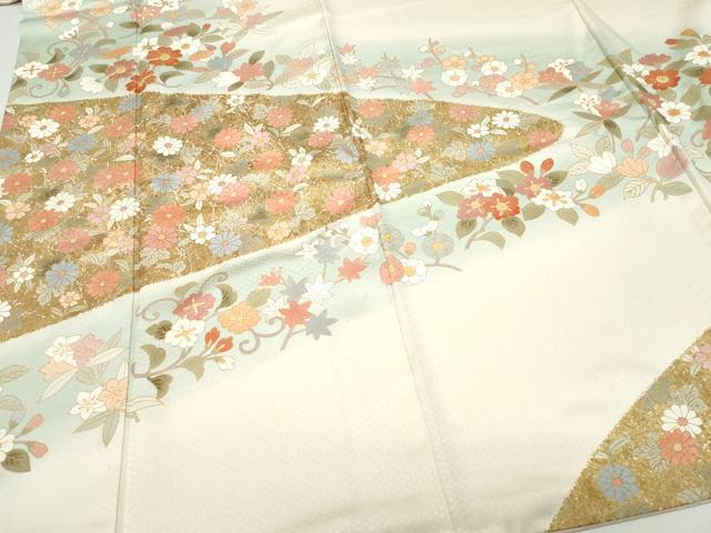 平和屋着物●訪問着 駒刺繍 花唐草文 正絹 逸品 CAAY2921vf