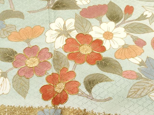 平和屋着物●訪問着 駒刺繍 花唐草文 正絹 逸品 CAAY2921vf