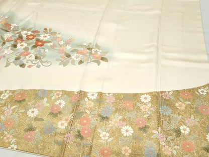 平和屋着物●訪問着 駒刺繍 花唐草文 正絹 逸品 CAAY2921vf