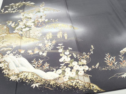 平和屋着物●訪問着 屏風草花文 金彩 鈴乃屋扱い 正絹 逸品 CAAY2927vf