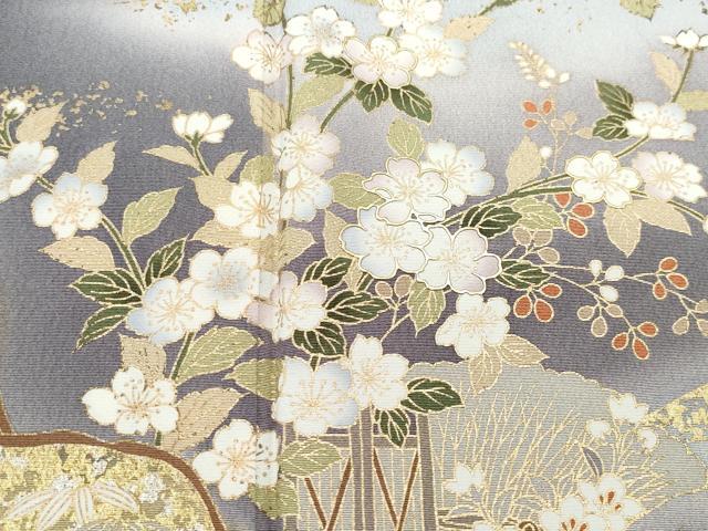 平和屋着物●訪問着 屏風草花文 金彩 鈴乃屋扱い 正絹 逸品 CAAY2927vf