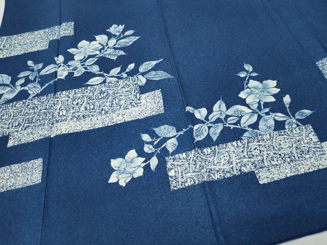 平和屋着物●現代の名工 古庄紀治 訪問着 天然藍 枝花文 正絹 逸品 CAAY2933vf