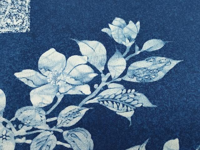 平和屋着物●現代の名工 古庄紀治 訪問着 天然藍 枝花文 正絹 逸品 CAAY2933vf