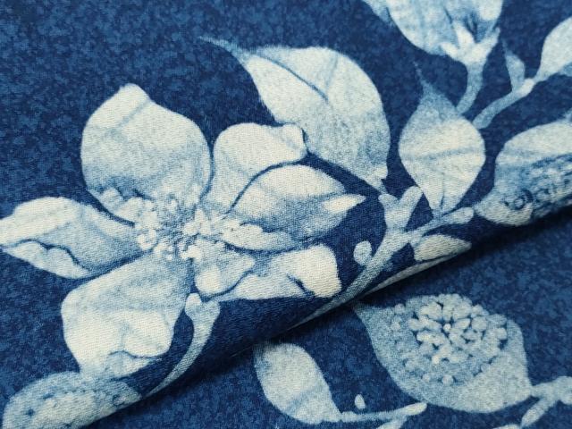 平和屋着物●現代の名工 古庄紀治 訪問着 天然藍 枝花文 正絹 逸品 CAAY2933vf
