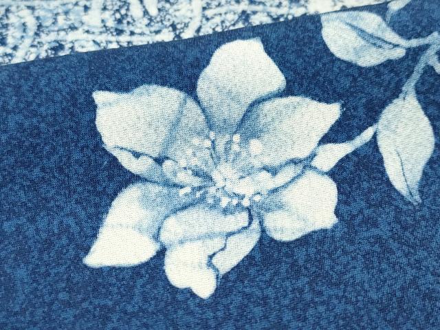 平和屋着物●現代の名工 古庄紀治 訪問着 天然藍 枝花文 正絹 逸品 CAAY2933vf