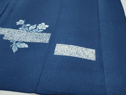 平和屋着物●現代の名工 古庄紀治 訪問着 天然藍 枝花文 正絹 逸品 CAAY2933vf