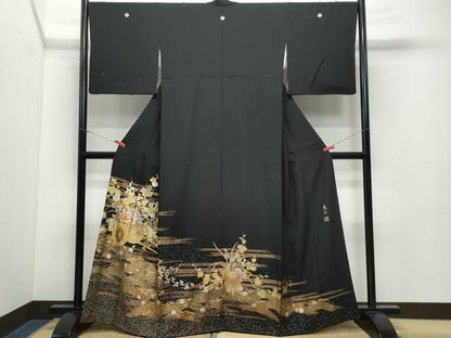 平和屋着物●金彩友禅　卓越技能者・名工・和田光正　黒留袖　花車文　金銀彩　正絹　逸品　CAAY2939vf