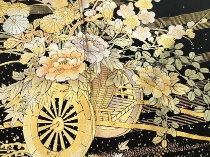 平和屋着物●金彩友禅　卓越技能者・名工・和田光正　黒留袖　花車文　金銀彩　正絹　逸品　CAAY2939vf