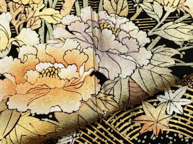 平和屋着物●金彩友禅　卓越技能者・名工・和田光正　黒留袖　花車文　金銀彩　正絹　逸品　CAAY2939vf