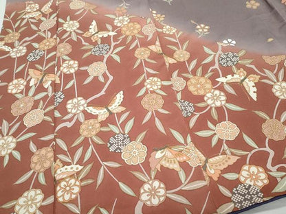 平和屋着物●訪問着　舞蝶草花文　金彩　正絹　逸品　CAAY2947vf