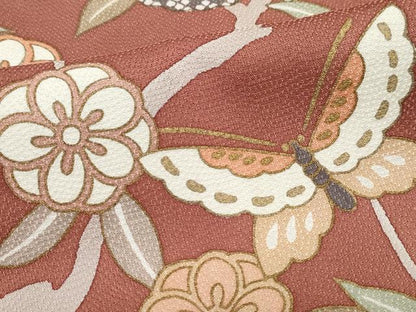 平和屋着物●訪問着　舞蝶草花文　金彩　正絹　逸品　CAAY2947vf
