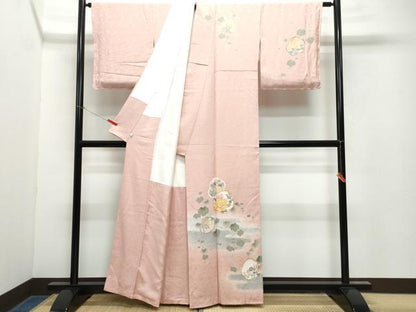 平和屋着物●訪問着 駒刺繍 草花文 金彩 正絹 逸品 CAAY2949vf