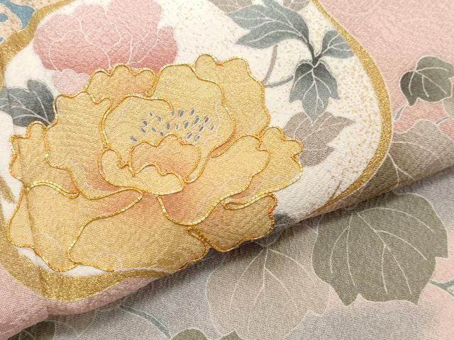 平和屋着物●訪問着 駒刺繍 草花文 金彩 正絹 逸品 CAAY2949vf