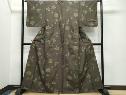 平和屋着物●上質な紬 草花文 正絹 逸品 CAAY2953vf