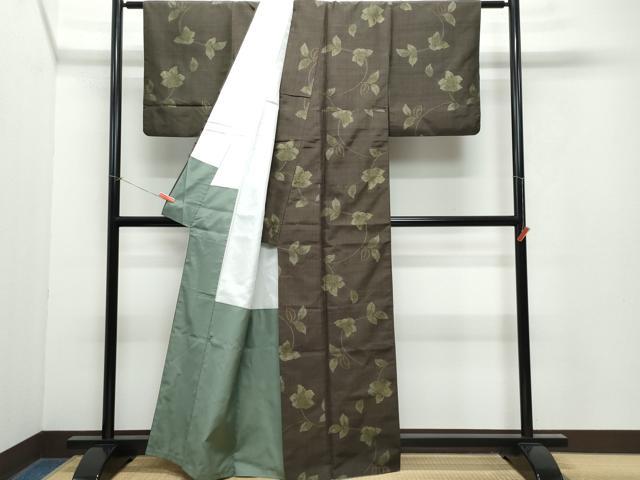平和屋着物●上質な紬 草花文 正絹 逸品 CAAY2953vf