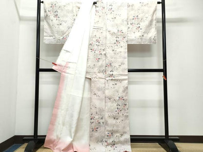 平和屋着物●上質な紬 吉祥花唐草文 正絹 逸品 CAAY2955vf
