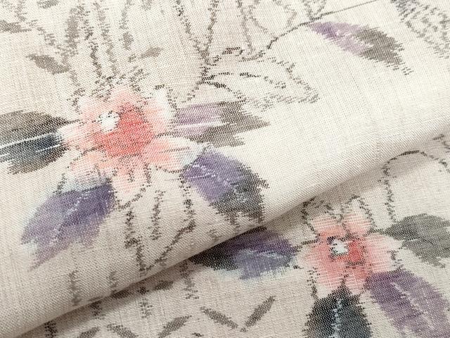 平和屋着物●上質な紬 吉祥花唐草文 正絹 逸品 CAAY2955vf