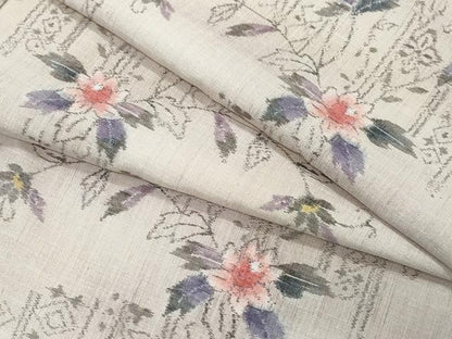 平和屋着物●上質な紬 吉祥花唐草文 正絹 逸品 CAAY2955vf