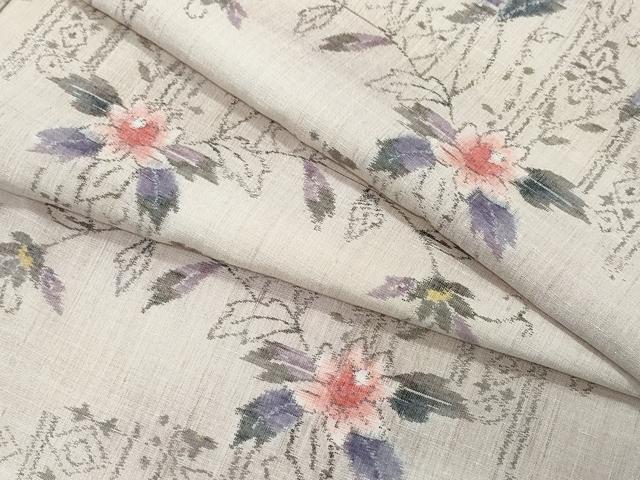 平和屋着物●上質な紬 吉祥花唐草文 正絹 逸品 CAAY2955vf