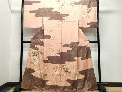 平和屋着物●訪問着 駒刺繍 地紙草花文 金彩 正絹 逸品 CAAY2966vf