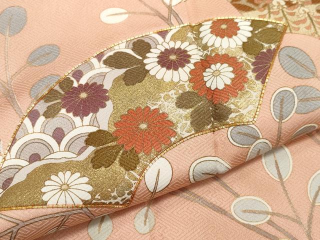 平和屋着物●訪問着 駒刺繍 地紙草花文 金彩 正絹 逸品 CAAY2966vf