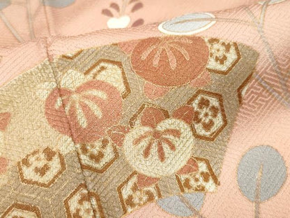 平和屋着物●訪問着 駒刺繍 地紙草花文 金彩 正絹 逸品 CAAY2966vf