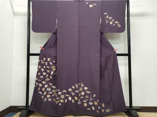 平和屋着物●訪問着 総刺繍 宝尽くし文 金糸 正絹 逸品 CAAY2967vf
