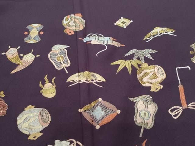 平和屋着物●訪問着 総刺繍 宝尽くし文 金糸 正絹 逸品 CAAY2967vf