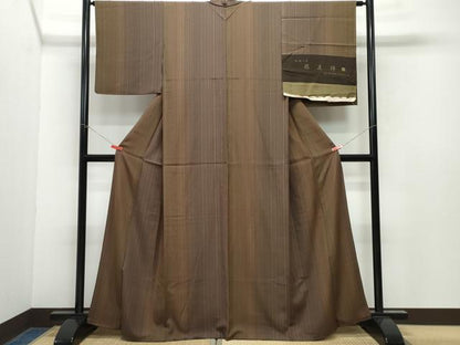 平和屋着物●上質な小紋 伝統工芸 縞友禅 反端付き 正絹 逸品 CAAY2980vf