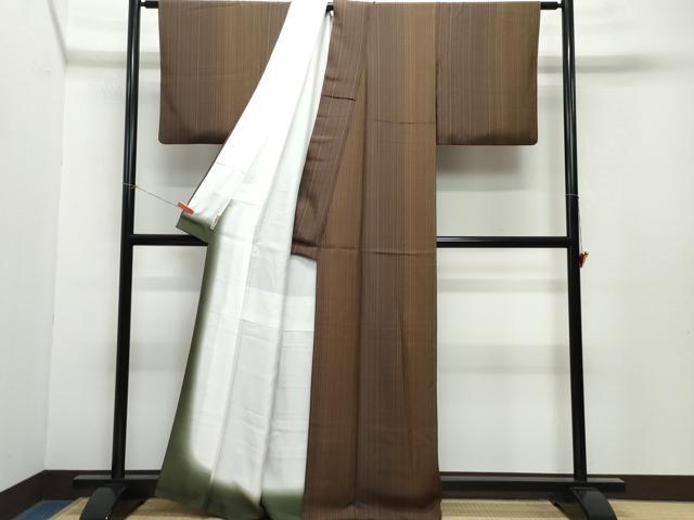 平和屋着物●上質な小紋 伝統工芸 縞友禅 反端付き 正絹 逸品 CAAY2980vf