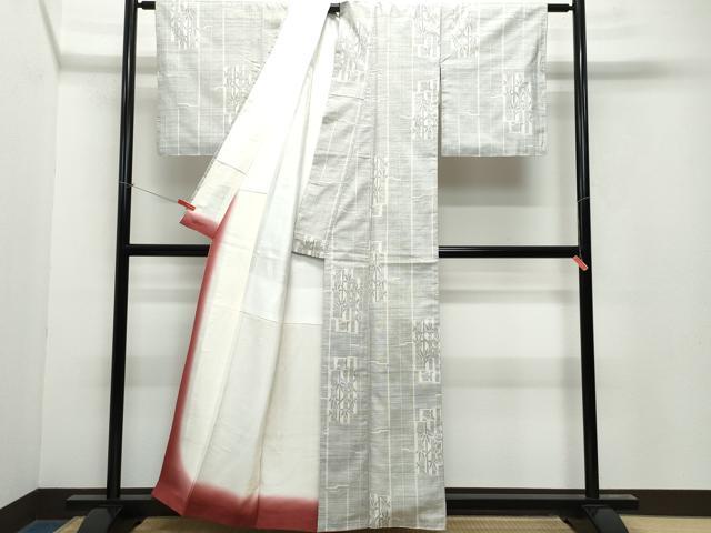 平和屋着物●本場大島紬 白大島 9マルキ 笹竹文 正絹 逸品 CAAY2985vf