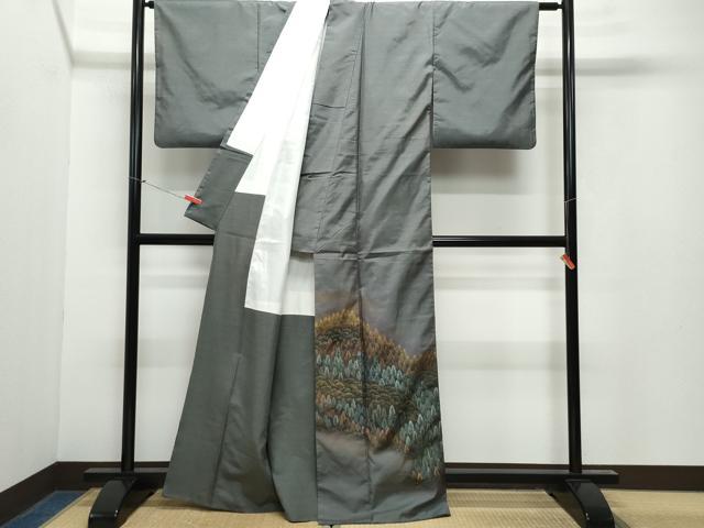 平和屋着物●訪問着　本場染大島紬　作家物　草木文　金彩　正絹　逸品　CAAY2986vf