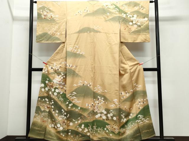 平和屋着物●訪問着 駒刺繍 地紙花車文 金銀彩 ますいわ屋扱い 正絹 逸品 CAAY2987vf